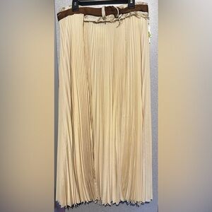 ALYSI-Elegant Beige Pleated Skirt